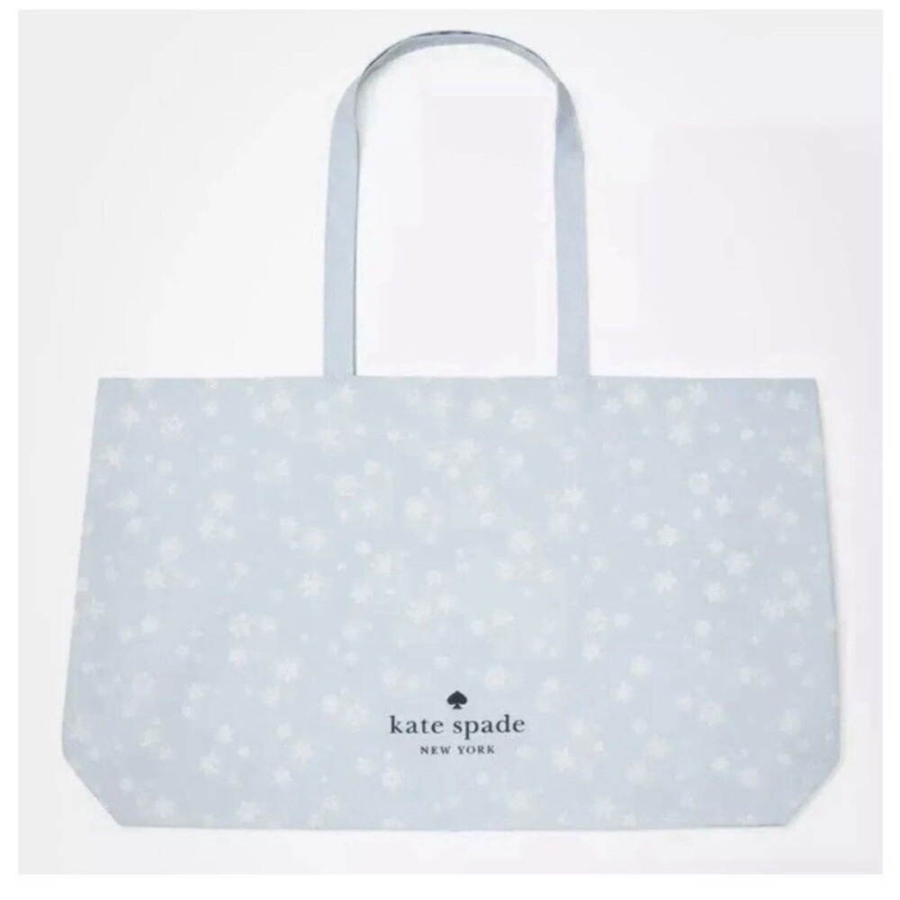 Kate Spade Blue Floral XLarge Shopping Tote Blue White Snowflake